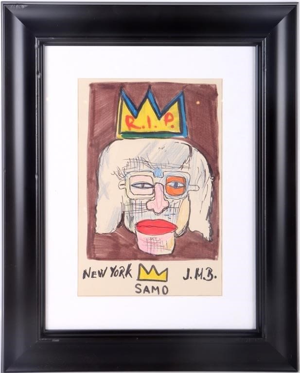 Lot 174267: AFTER JEAN-MICHEL BASQUIAT INK ON PAPER ARTWORK