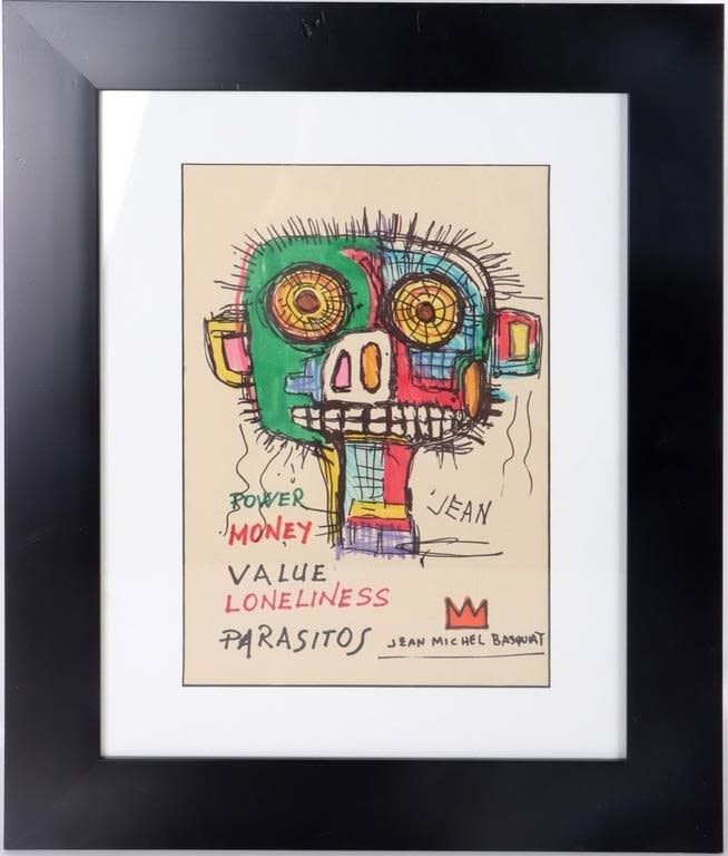 Lot 174268: AFTER JEAN-MICHEL BASQUIAT INK ON PAPER ARTWORK