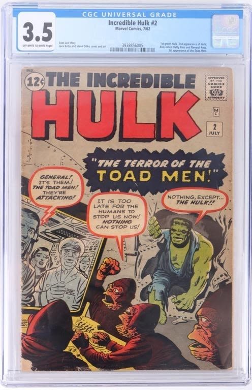 Lot 174284: INCREDIBLE HULK #2 CGC 3.5 - 1ST GREEN HULK