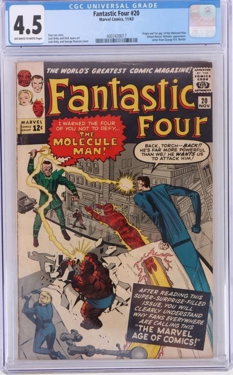 Lot 174288: FANTASTIC FOUR #20 (1ST MOLECULE MAN) CGC 4.5