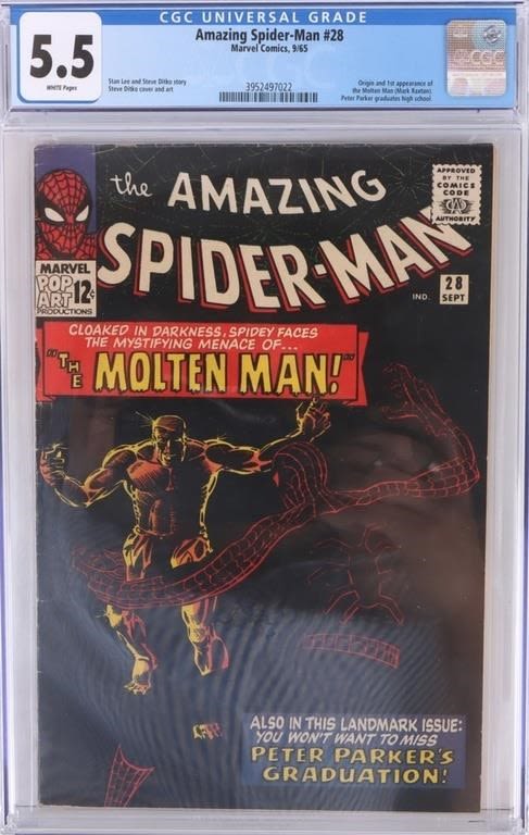 Lot 174290: AMAZING SPIDER-MAN #28 (1ST MOLTEN MAN) CGC 5.5