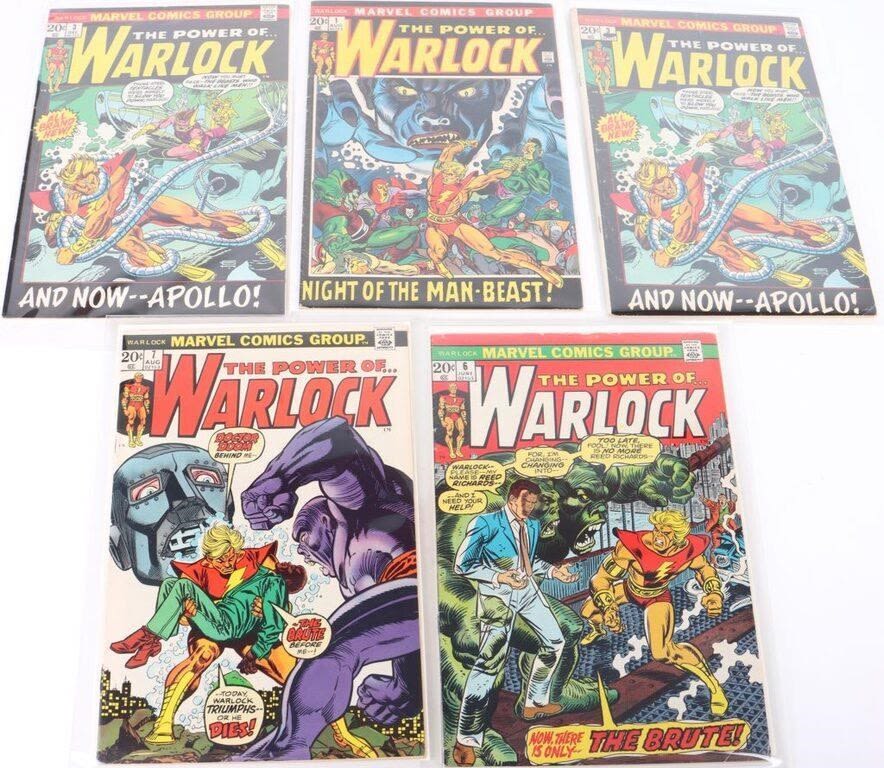 Lot 174301: THE POWER OF WARLOCK #1,3,3,6, & #7 COMIC BOOKS