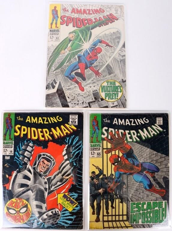 Lot 174315: AMAZING SPIDER-MAN #58, #64 & #65 COMIC BOOKS