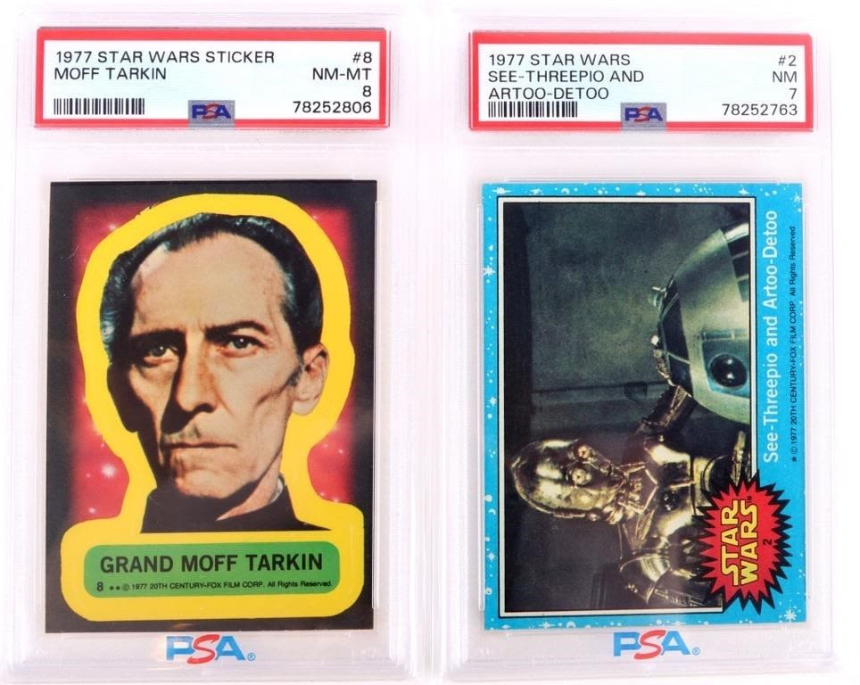 Lot 174322: 1977 STAR WARS CARD #8 & STICKER #2 PSA GRADED