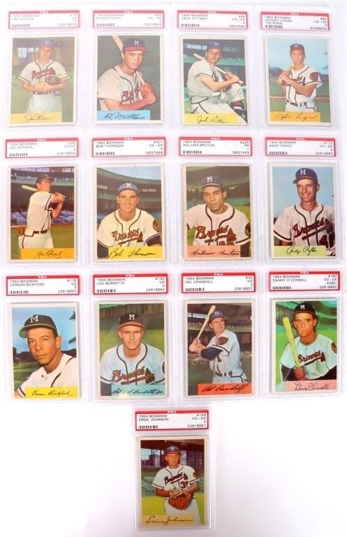Lot 174336: 1954 PSA GRADED BOWMAN BASEBALL CARDS - (13)