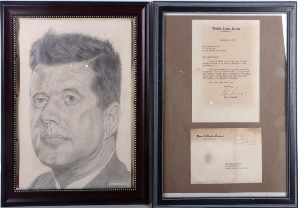 Lot 174342: JOHN F. KENNEDY 1960'S SIGNED LETTER & SKETCH