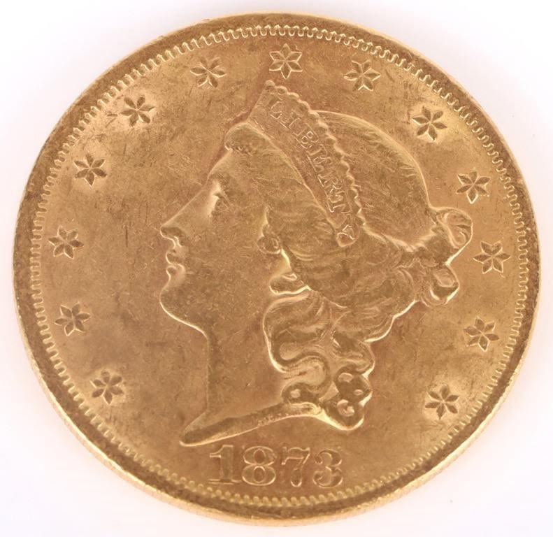 Lot 174362: 1873 LIBERTY $20 US FINE GOLD COIN UNGRADED
