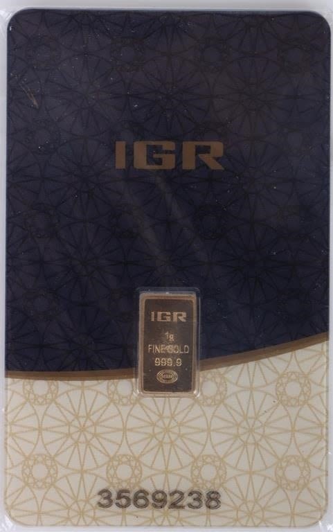 Lot 174363: 1 GRAM FINE GOLD BAR .999 GOLD - ELECTR. TESTED