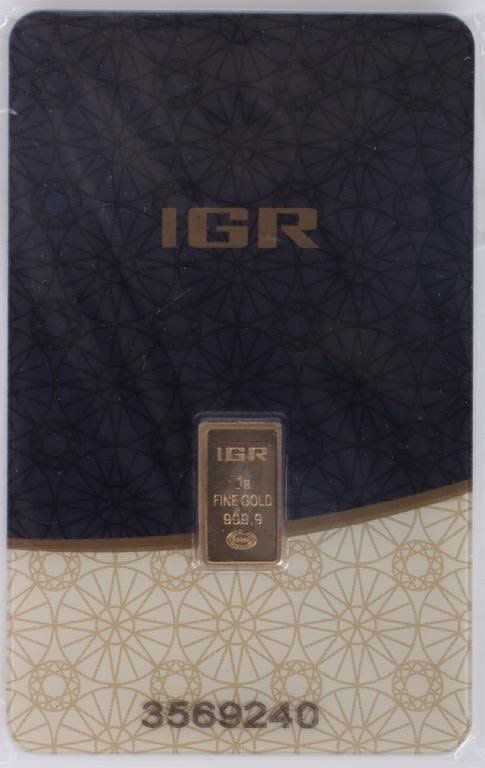 Lot 174365: 1 GRAM FINE GOLD BAR .999 GOLD - ELECTR. TESTED