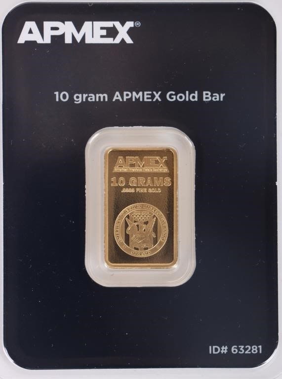 Lot 174368: 10 GRAM FINE GOLD BAR .999 GOLD - ELECTR. TESTED