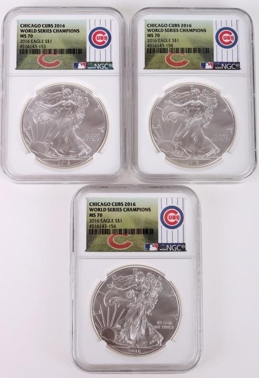 Lot 174384: .999 SILVER 2016 WORLD SERIES CHAMPS EAGLES - (3)