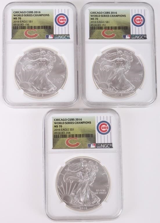 Lot 174385: .999 SILVER 2016 WORLD SERIES CHAMPS EAGLES - (3)