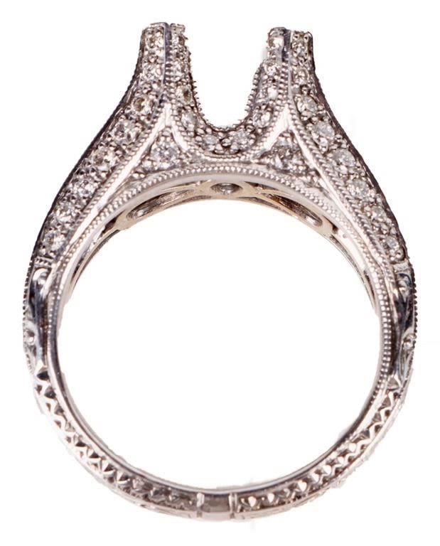 Lot 174187a: NEW 18K WHITE GOLD RING MOUNT W/ DIAMOND ACCENTS