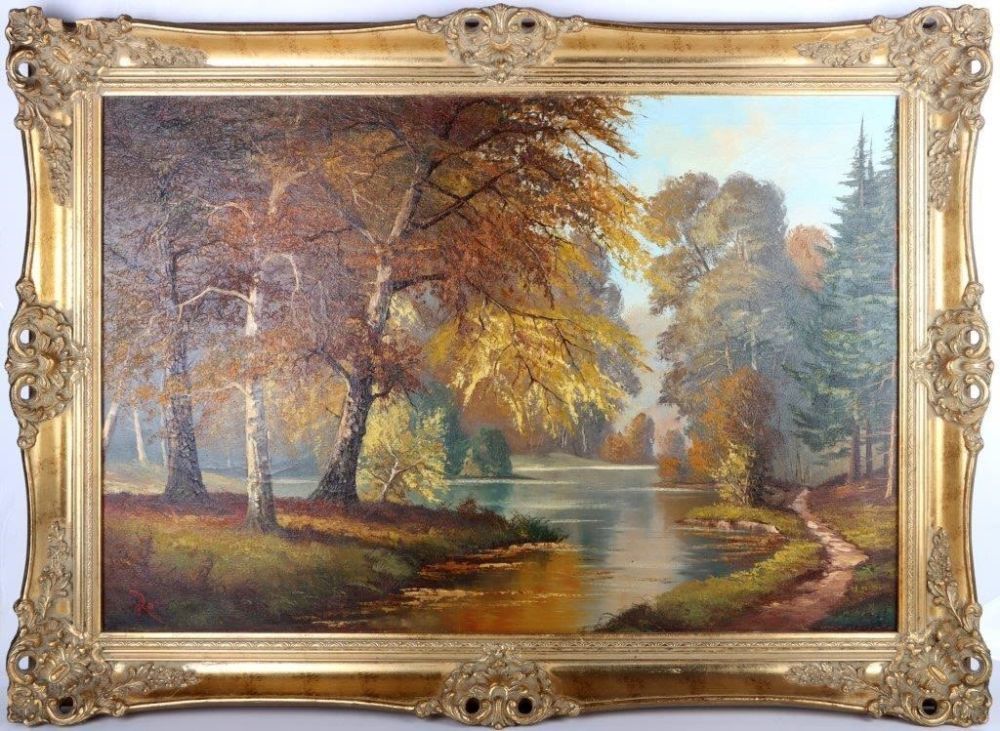 Lot 175233: BOB ROSS OIL PAINTING "FOREST TRAIL"  - AFTER