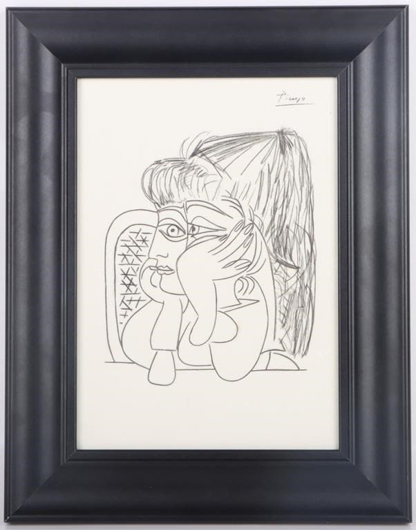 Lot 175234: PICASSO GRAPHITE/INK DRAWING IN MANNER OF