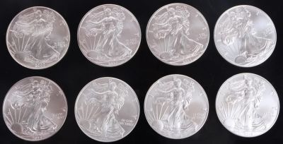 .999 FINE SILVER 1 OZ EAGLES ROUNDS - LOT OF 8. .999 fine silver 1oz eagle rounds to include one 