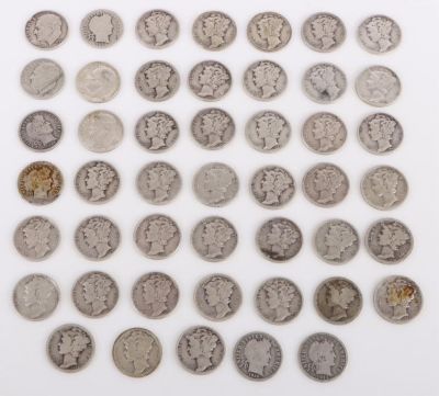 90% SILVER U.S. DIMES FROM 1917 TO 1964 - (47). 0.9 silver U.S. dimes from 1917 to 1964 to 