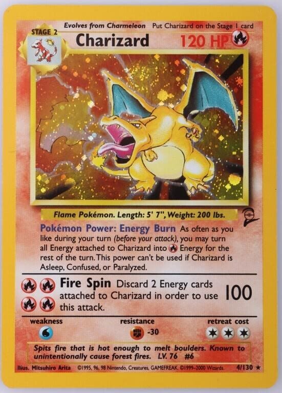 Lot 176339: CHARIZARD 4/130 HOLO POKEMON TGC BASE SET 2 CARD