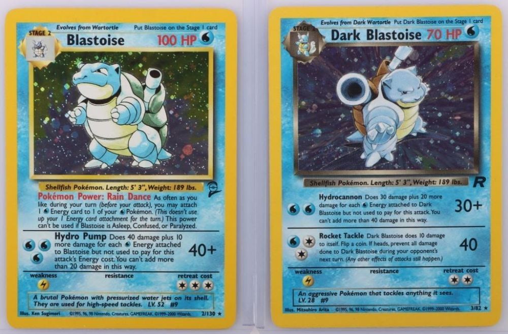 Lot 176341: POKEMON BLASTOISE & DARK BLASTOISE HOLO CARDS