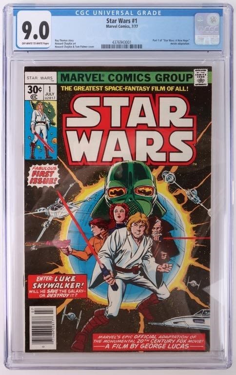 Lot 176350: STAR WARS #1 1ST APP. VADER, LEIA, & LUKE CGC 9.0