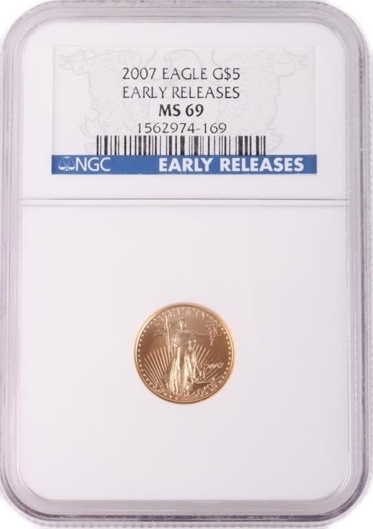 Lot 177240: 2007 $5 SAINT GAUDENS GOLDEN EAGLE COIN NGC MS-69