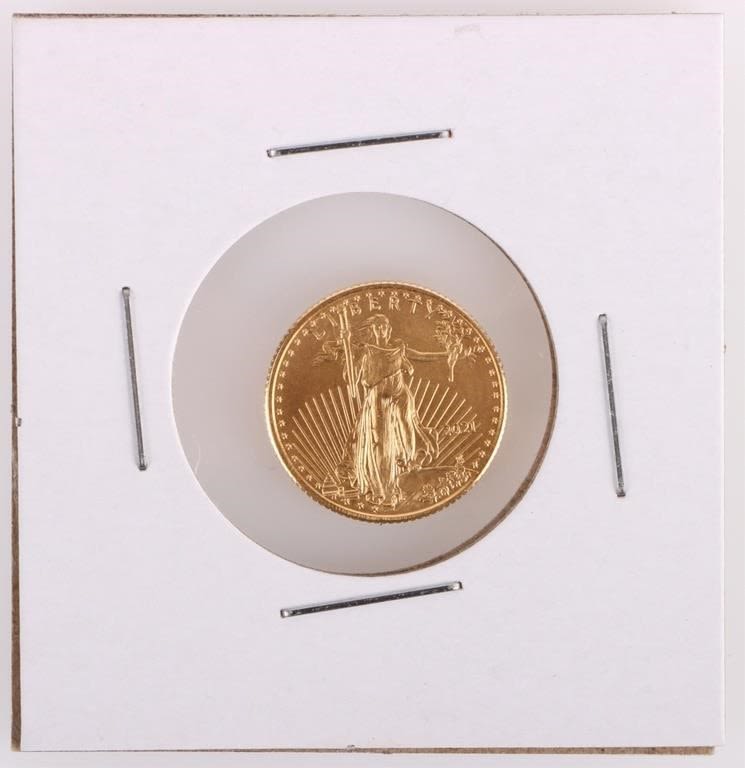 Lot 177244: FINE GOLD 1/10OZ 2021 AMERICAN EAGLE TYPE 1