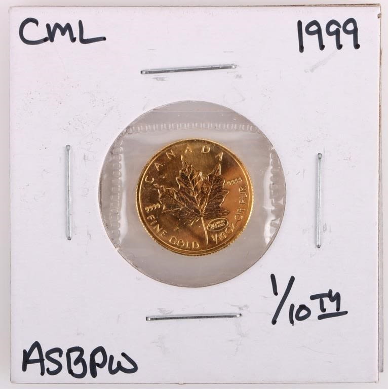Lot 177248: .999 FINE GOLD 1/10OZ CANADIAN MAPLE LEAF COIN