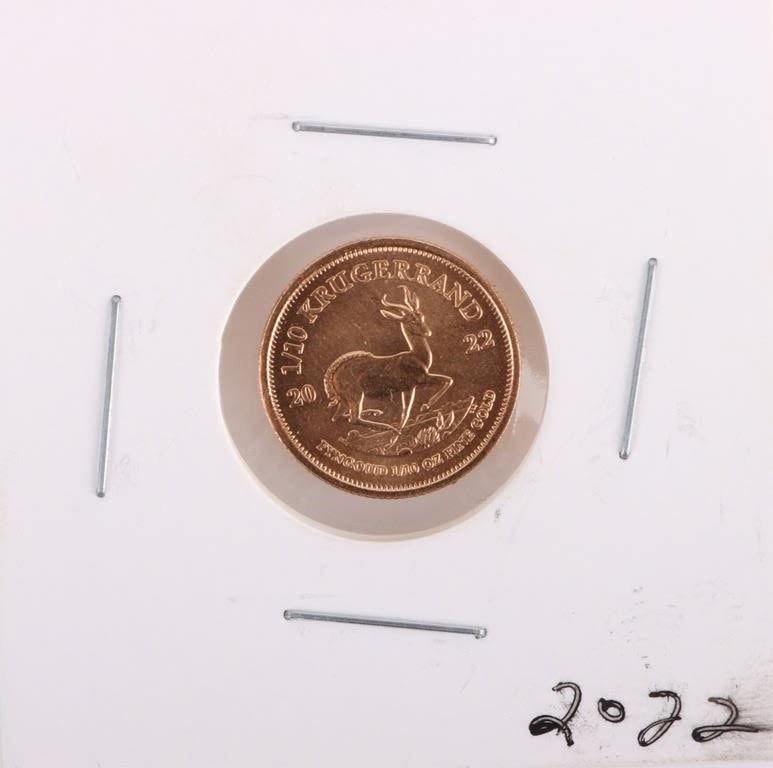 Lot 177252: .999 FINE GOLD AFRICAN KRUGERRAND 1/10OZ COIN