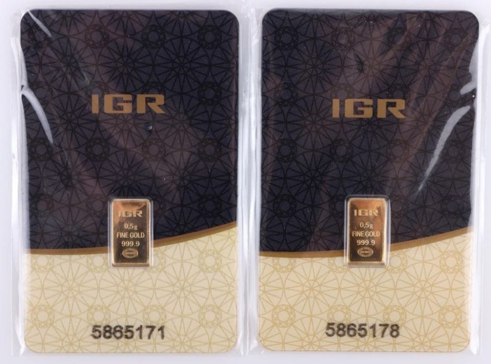 Lot 177257a: .999 FINE GOLD ISTANBUL GOLD REFINERY 0.5G BARS