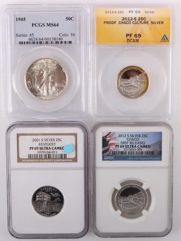 Lot 177309: 90% SILVER ASSORTED GRADED U.S. COINS (4)