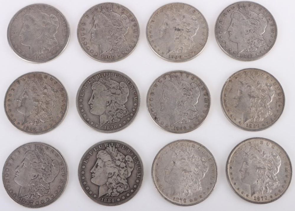 Lot 177318: 90% SILVER MORGAN SILVER DOLLARS - LOT OF 12