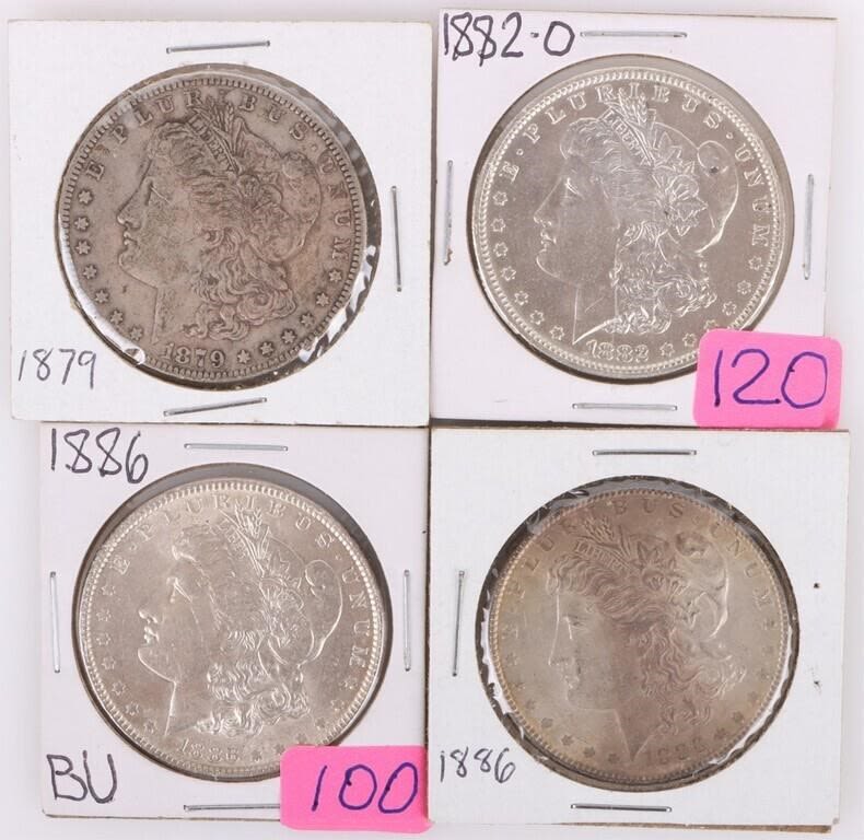 Lot 177326: 1879-1886 MORGAN LIBERTY SILVER DOLLARS - LOT OF 4