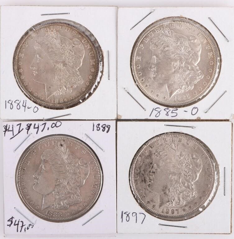 Lot 177329: 1884-1897 MORGAN LIBERTY SILVER DOLLARS - LOT OF 4