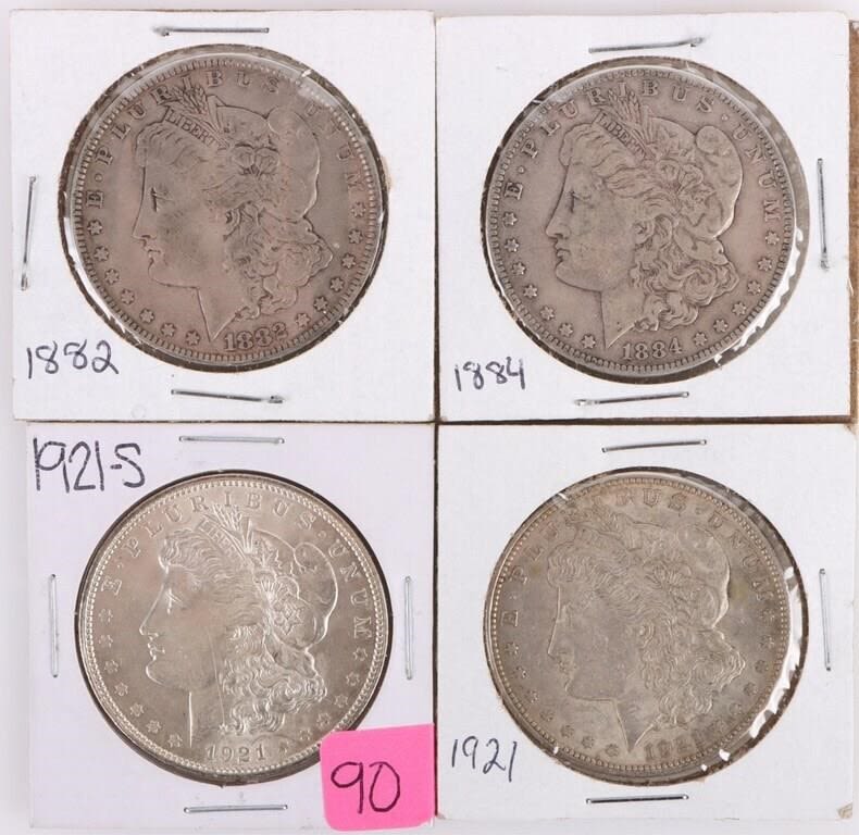 Lot 177330: 1882-1921 MORGAN LIBERTY SILVER DOLLARS - LOT OF 4