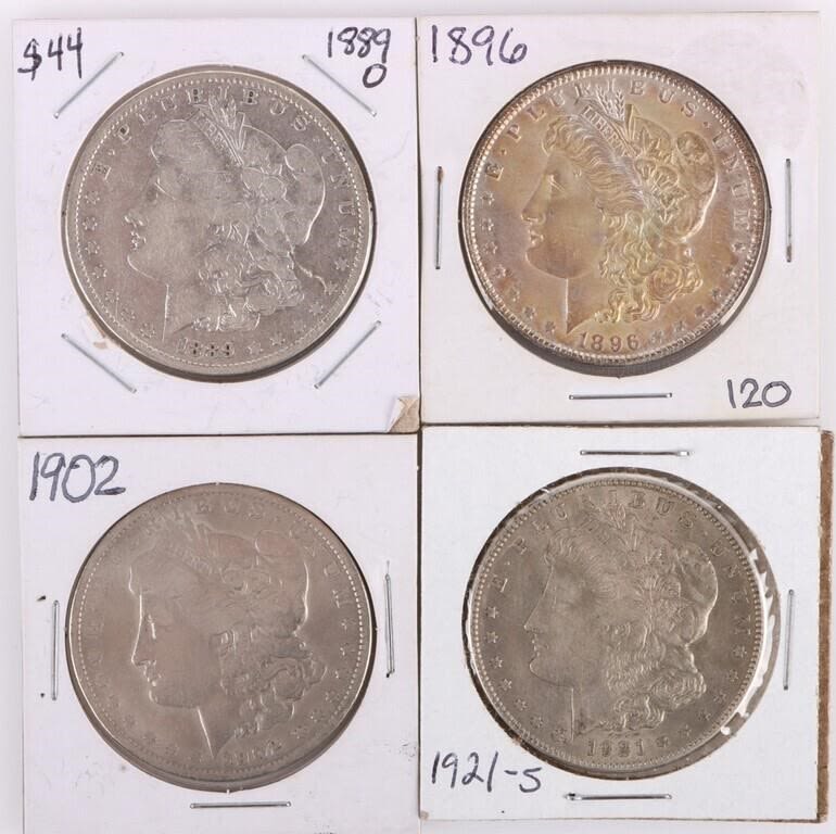 Lot 177331: 1889-1921 MORGAN LIBERTY SILVER DOLLARS - LOT OF 4