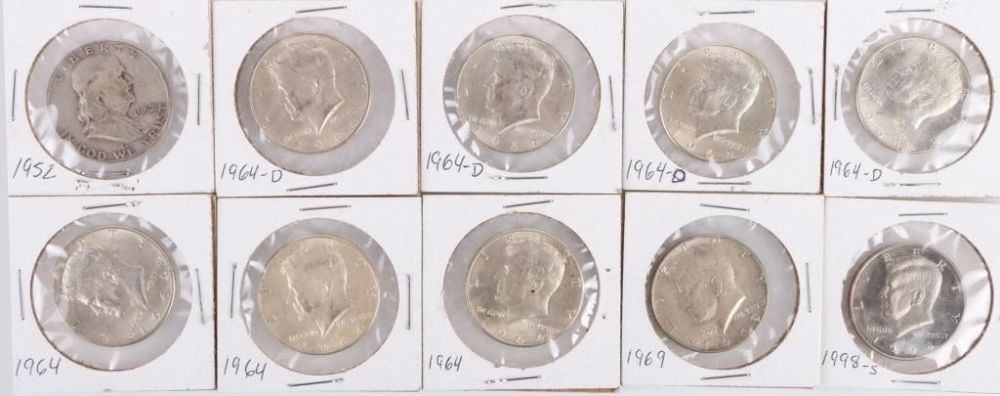 Lot 177340: 1952-1998 PRESIDENT HALF DOLLARS - LOT OF 10
