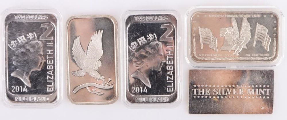Lot 177355: .999 FINE SILVER COLLECTIBLE SILVER BARS - (5)