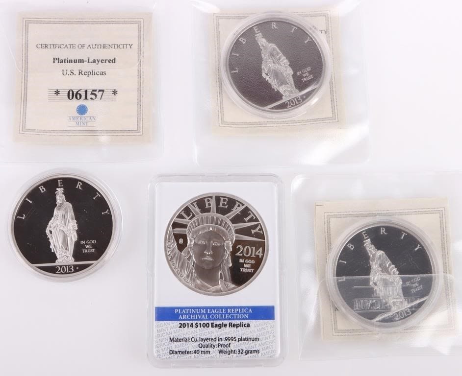 Lot 177365: U.S. PLATINUM COIN PROOF REPLICAS - (4)