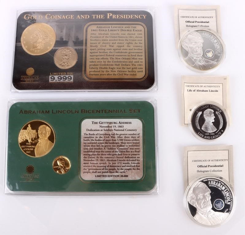 Lot 177368: ABRAHAM LINCOLN COMMEMORATIVE PROOF COINS - (5)