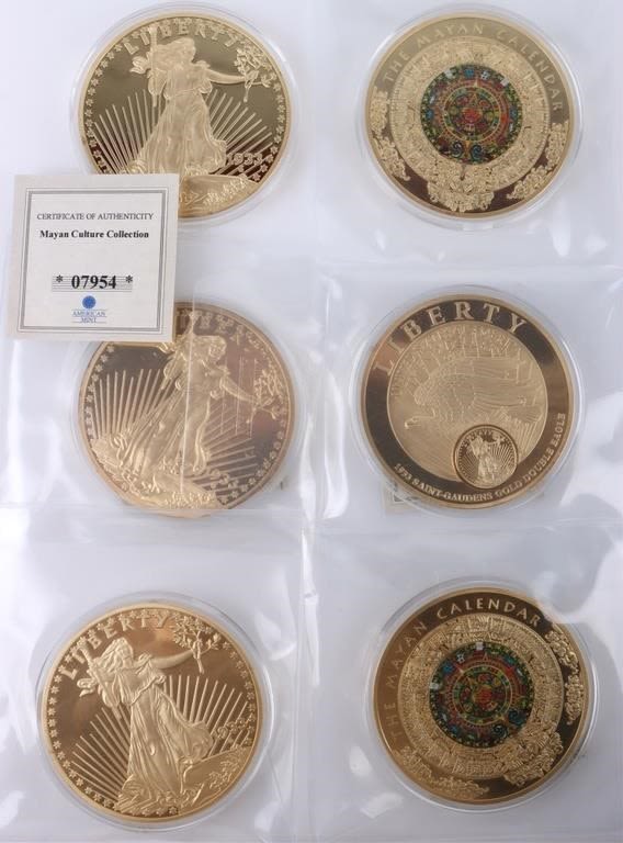 Lot 177378: AMERICAN MINT GOLD LAYERED JUMBO PROOF COINS - (6)