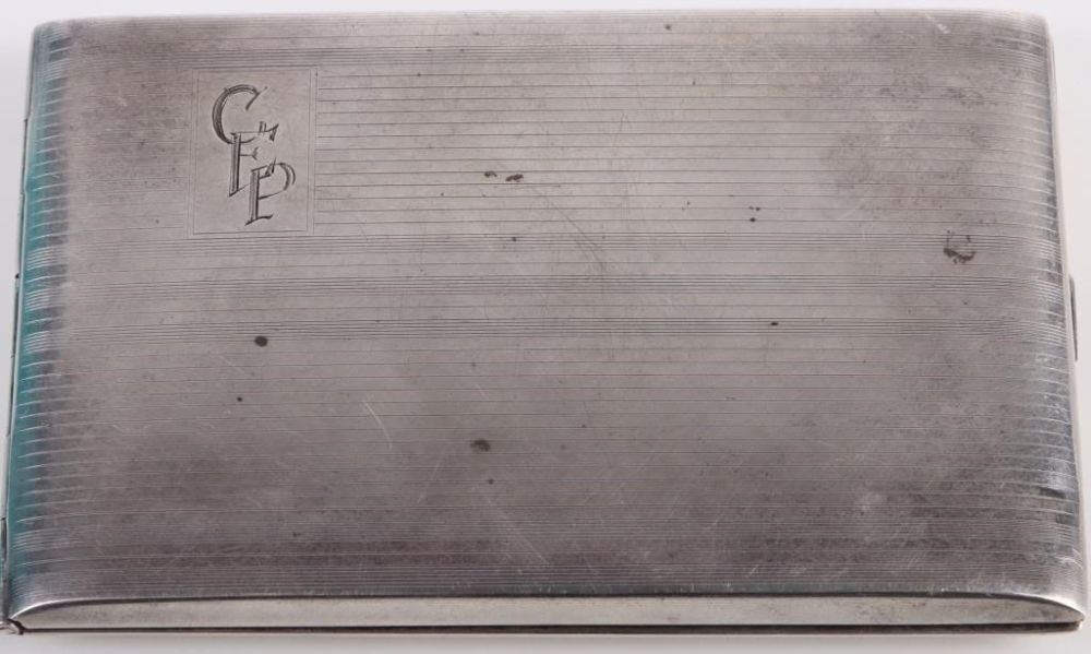 Lot 177387: STERLING SILVER CIGARETTE CASE ENGRAVED "CEP"