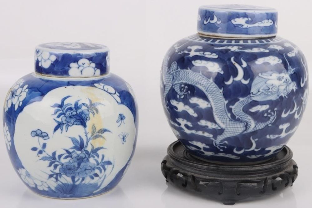 Lot 177400: CHINESE BLUE & WHITE PORCELAIN GINGER JARS