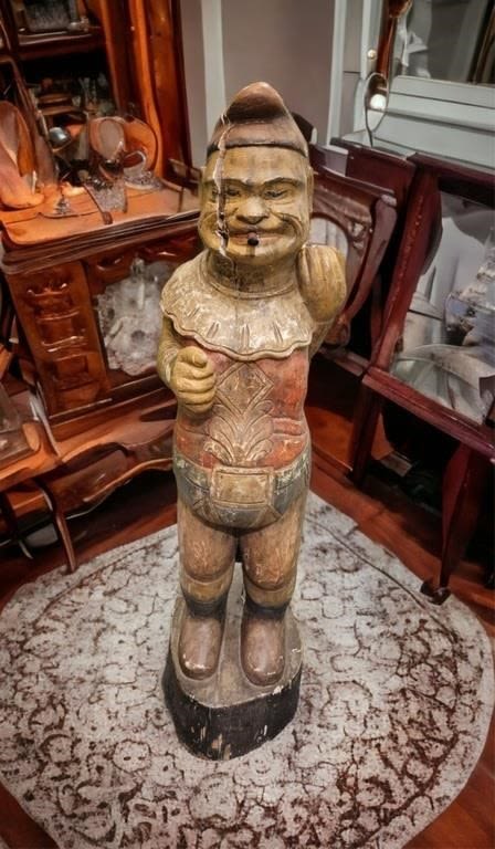 Lot 177422: 5'3" RARE PUNCH CIGAR STORE GIANT POLYCHROME GNOME