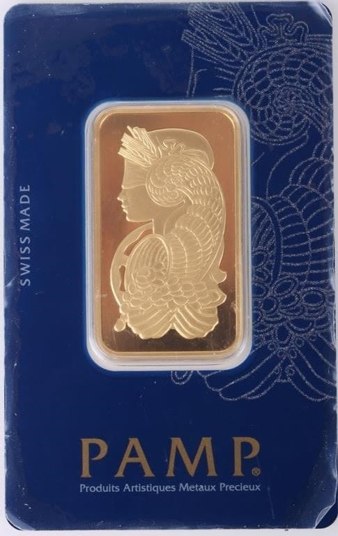 Lot 177240b: SUISSEE 1OZ .999 FINE GOLD PAMP BAR