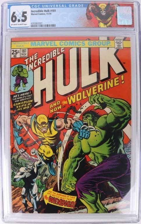 Lot 178154: INCREDIBLE HULK #181 1ST FULL WOLVERINE CGC 6.5