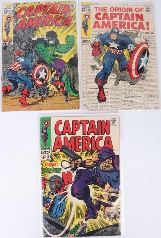 Lot 178178: CAPTAIN AMERICA #108, #109 & #110 COMIC BOOKS