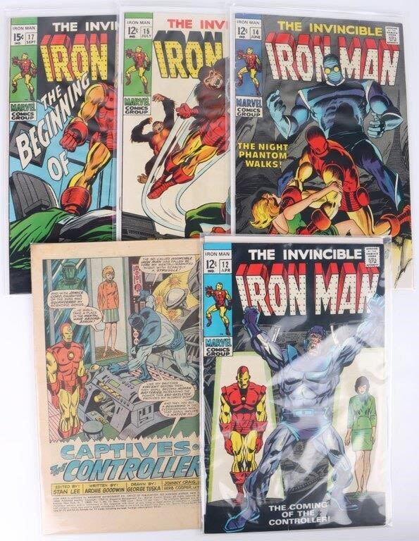 Lot 178184: IRON MAN #12, #13, #14, #15 & #17 COMIC BOOKS