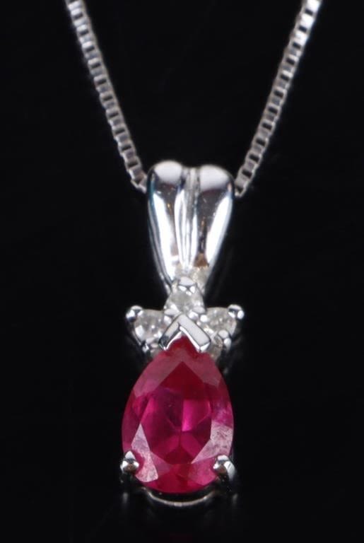 Lot 178202: PINK SAPPHIRE 14K WHITE GOLD LADIES NECKLACE