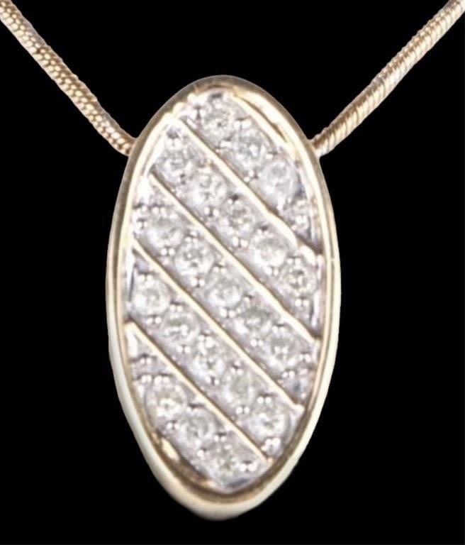 Lot 178206: 14K YELLOW GOLD OVAL DIAMOND LADIES NECKLACE