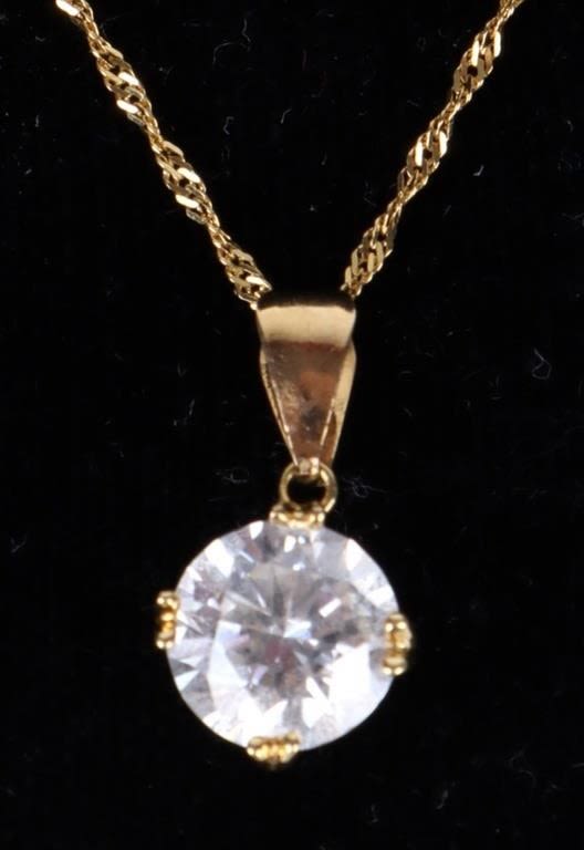 Lot 178213: 18K YELLOW GOLD CHAIN & 10K GOLD CZ PENDANT